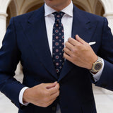 Navy with Red Floral Necktie