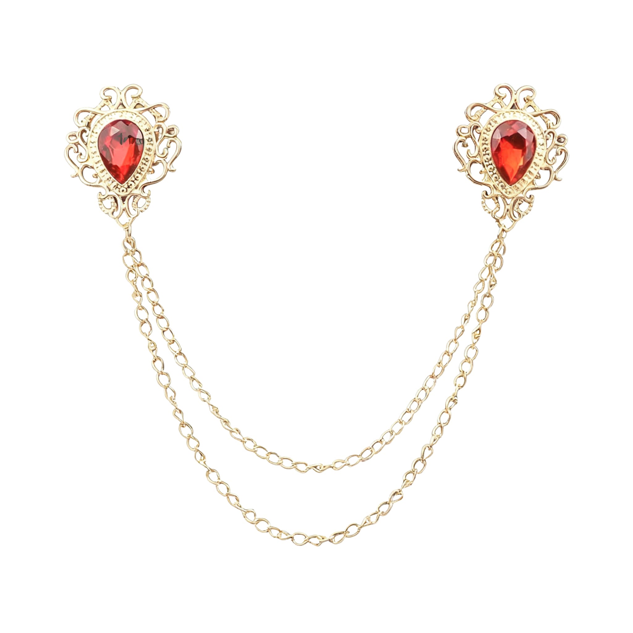 Gold Red Rhinestone Accessorie
