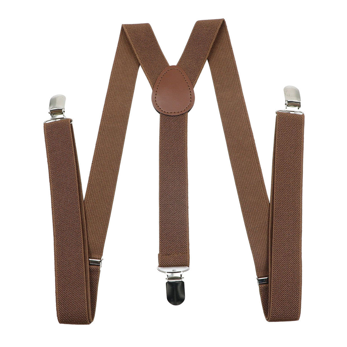 Men's Brown Solid Y‑Back Clip‑On Suspenders