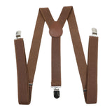 Men's Brown Solid Y‑Back Clip‑On Suspenders