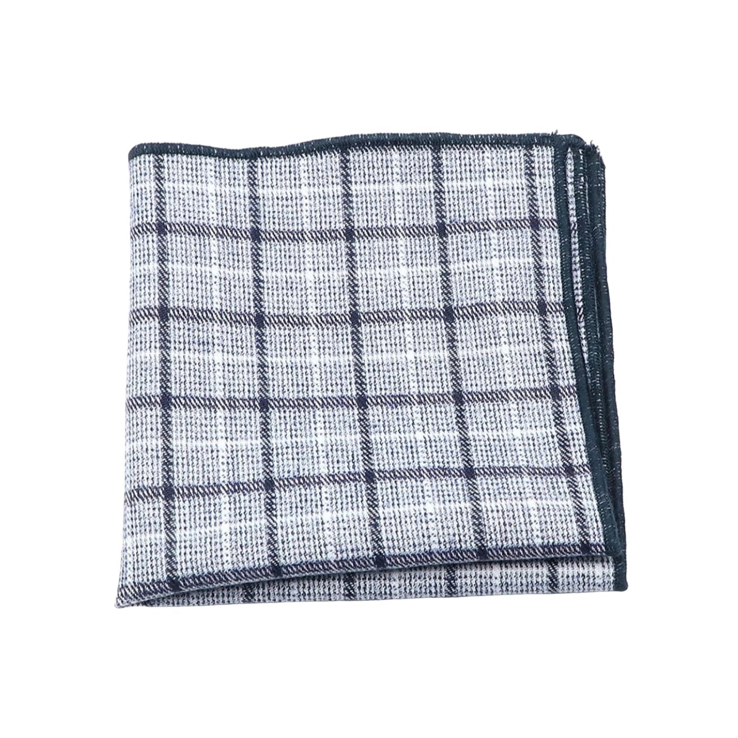 White With Black Plaid Pocket Square