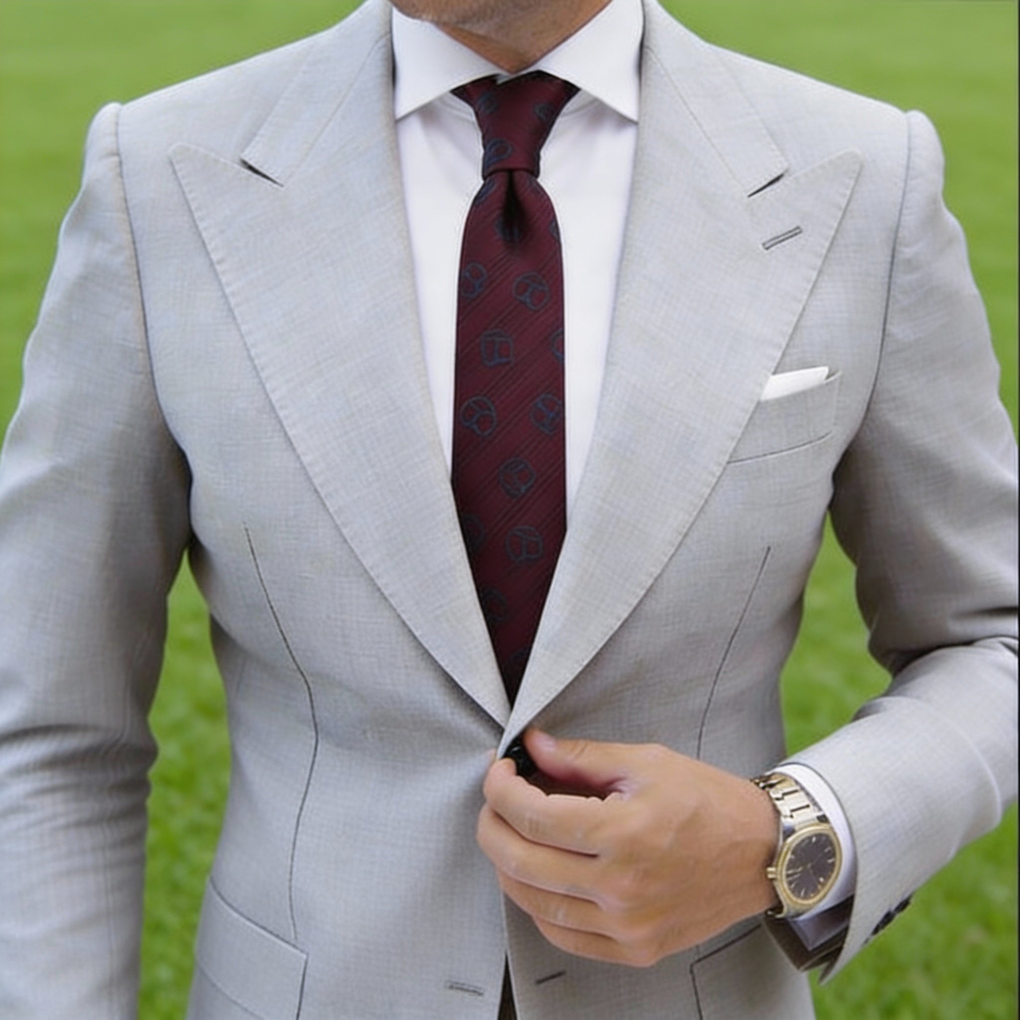 Burgundy With Blue Emblem Necktie