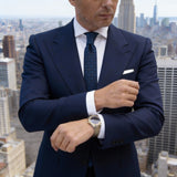 Dark Blue with Red Geometric Floral Necktie