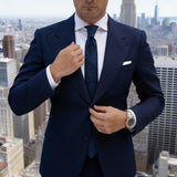 Dark Blue with Red Geometric Floral Necktie