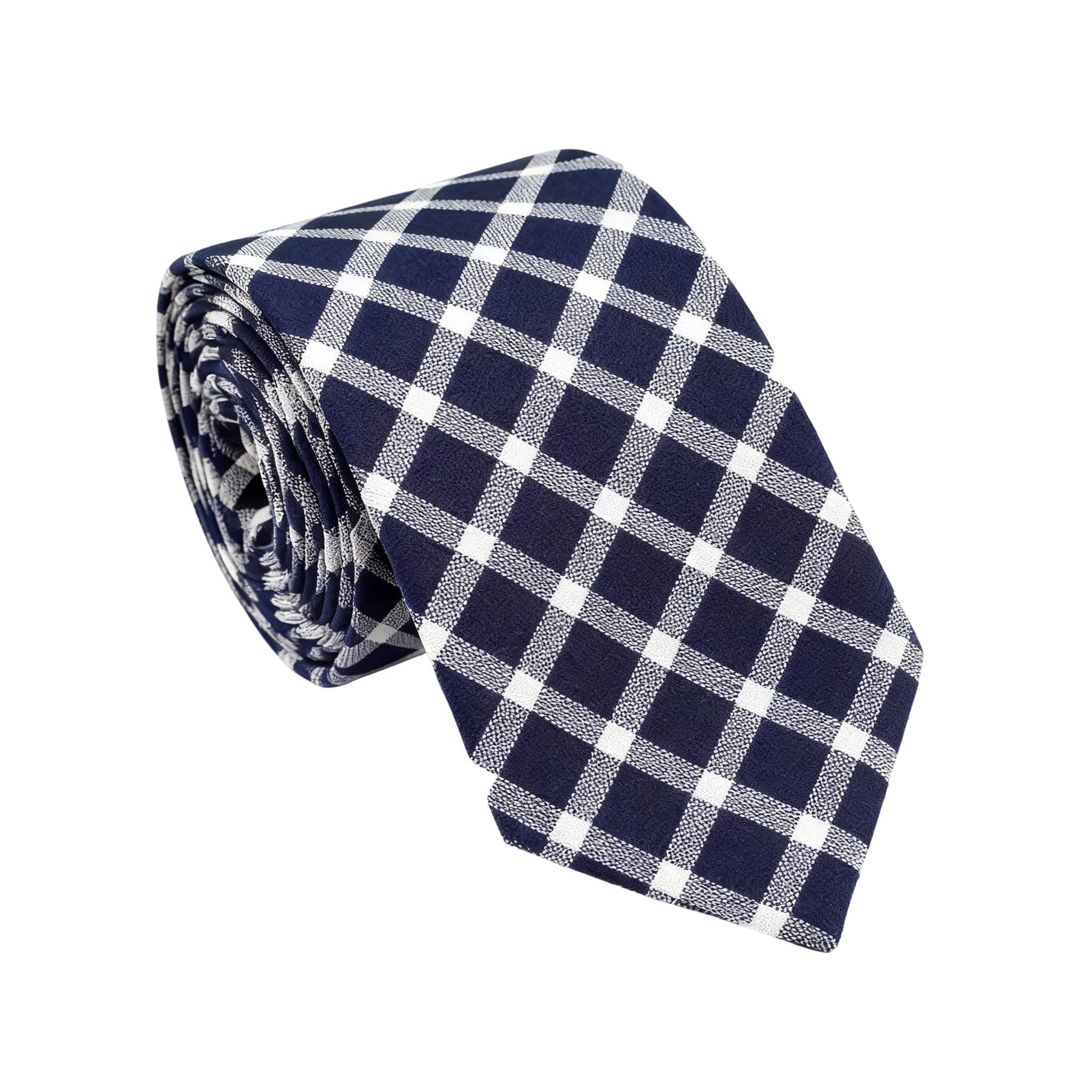 Navy White Plaid Necktie