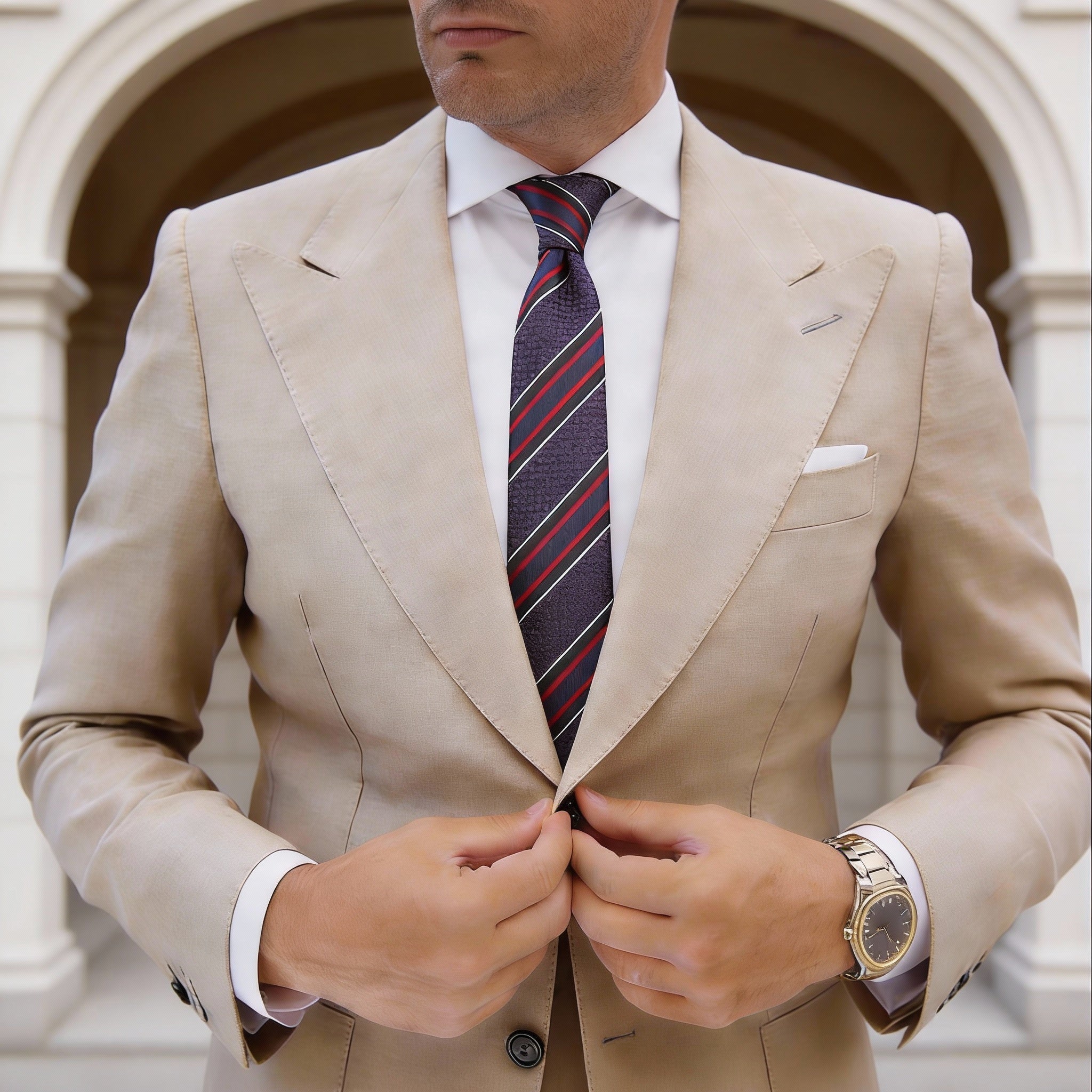 Purple With Red Striped Necktie