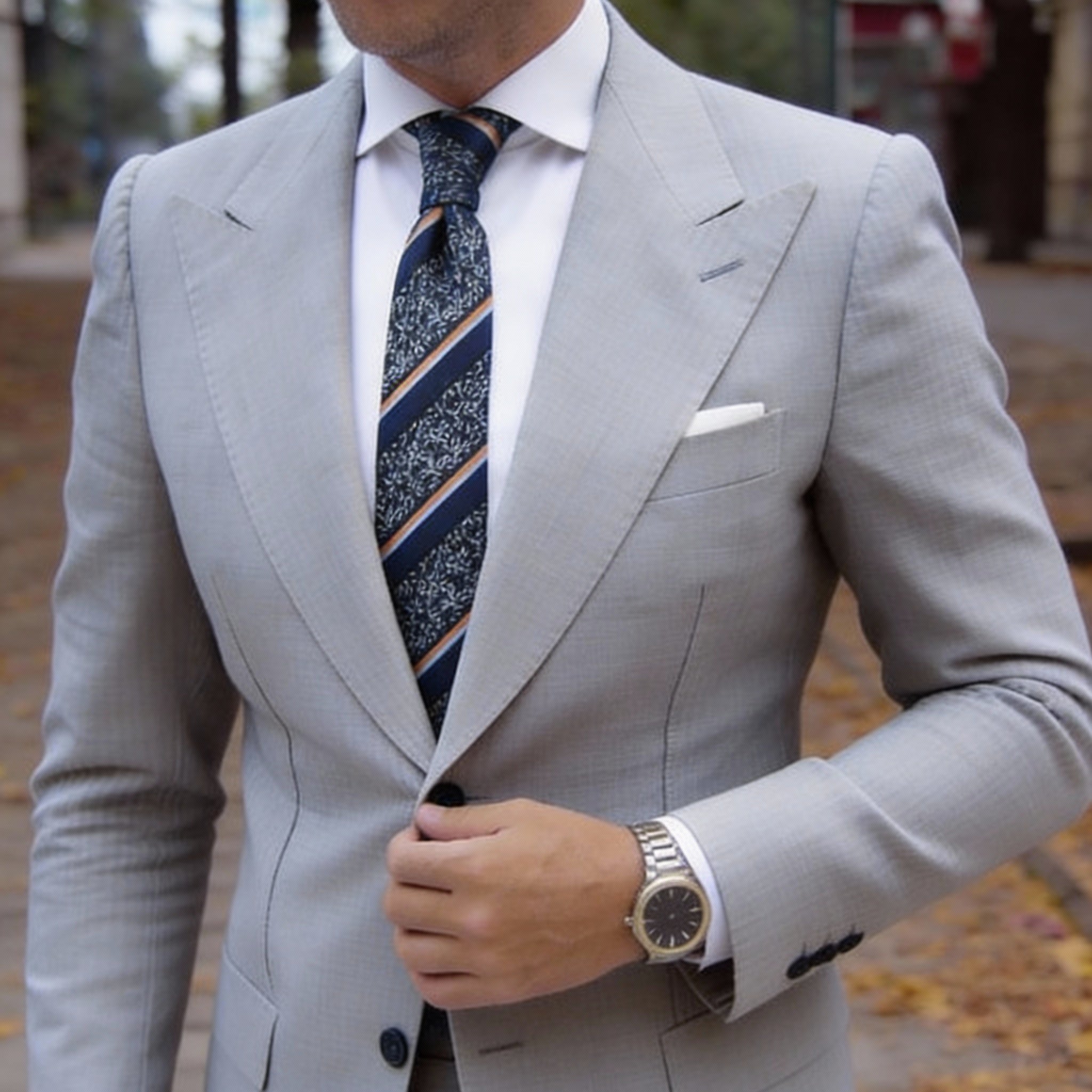 Black with Light Blue Floral & Stripe Necktie