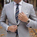 Black with Light Blue Floral & Stripe Necktie