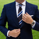 Brown With Blue Paisley Striped Necktie