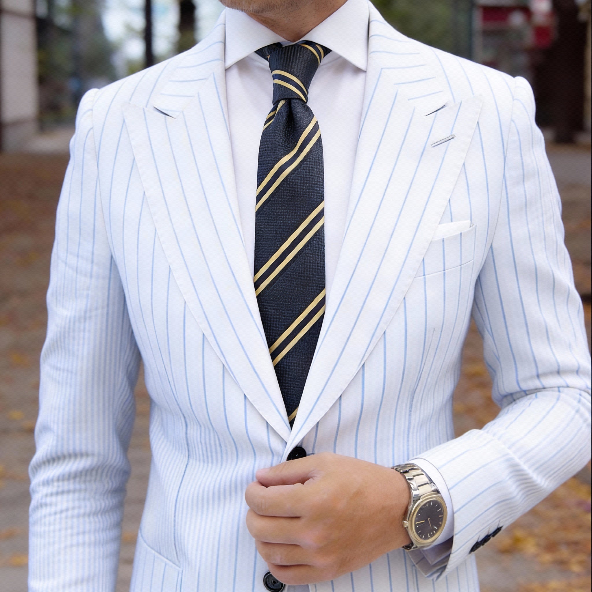 Black with Yellow Black Diagonal Stripes Necktie