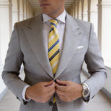 Yellow With Blue White Striped Necktie