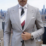 White With Black Red Light Gray Striped Necktie