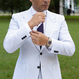 Dark Blue With Light Blue White Striped Necktie