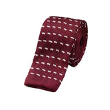 Burgundy White Dotted Knitted Tie
