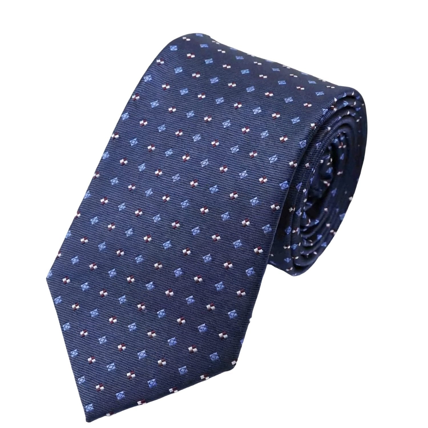 Navy Blue With Red White Blue Geometric Necktie