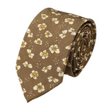 Brown White Floral Necktie