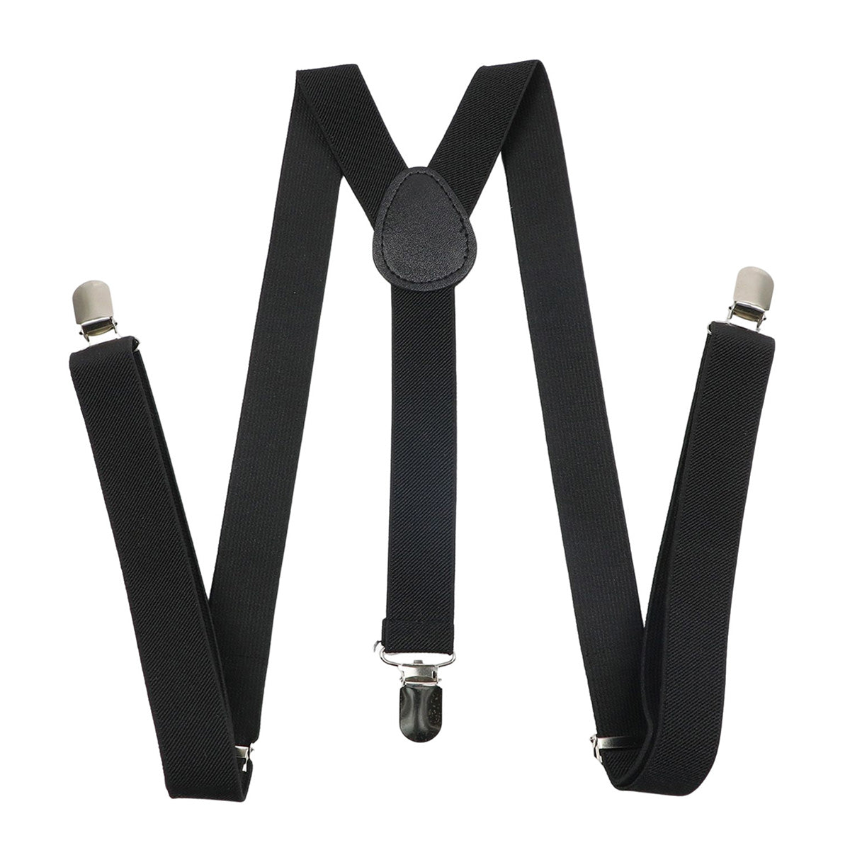 Men's Black Y‑Back Suspenders Adjustable Clip On Braces
