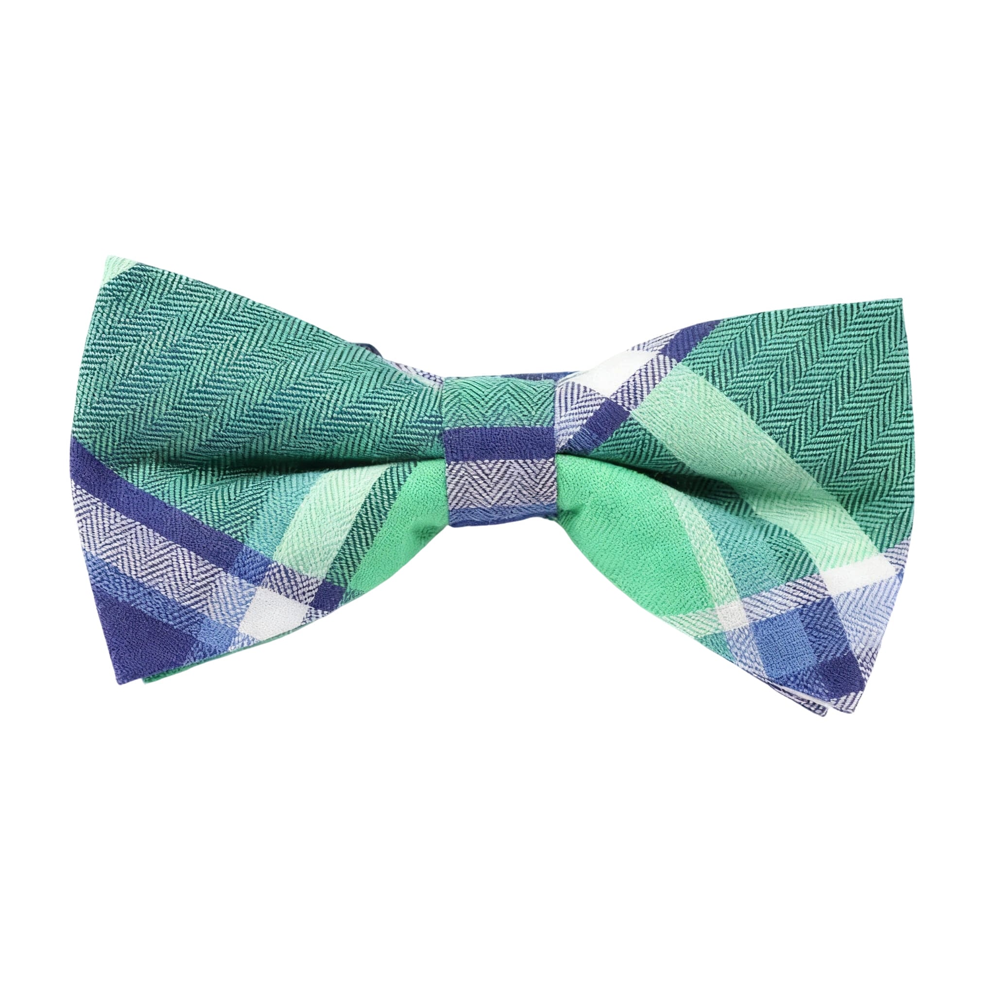 Green Blue Plaid Bow Tie