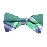 Green Blue Plaid Bow Tie