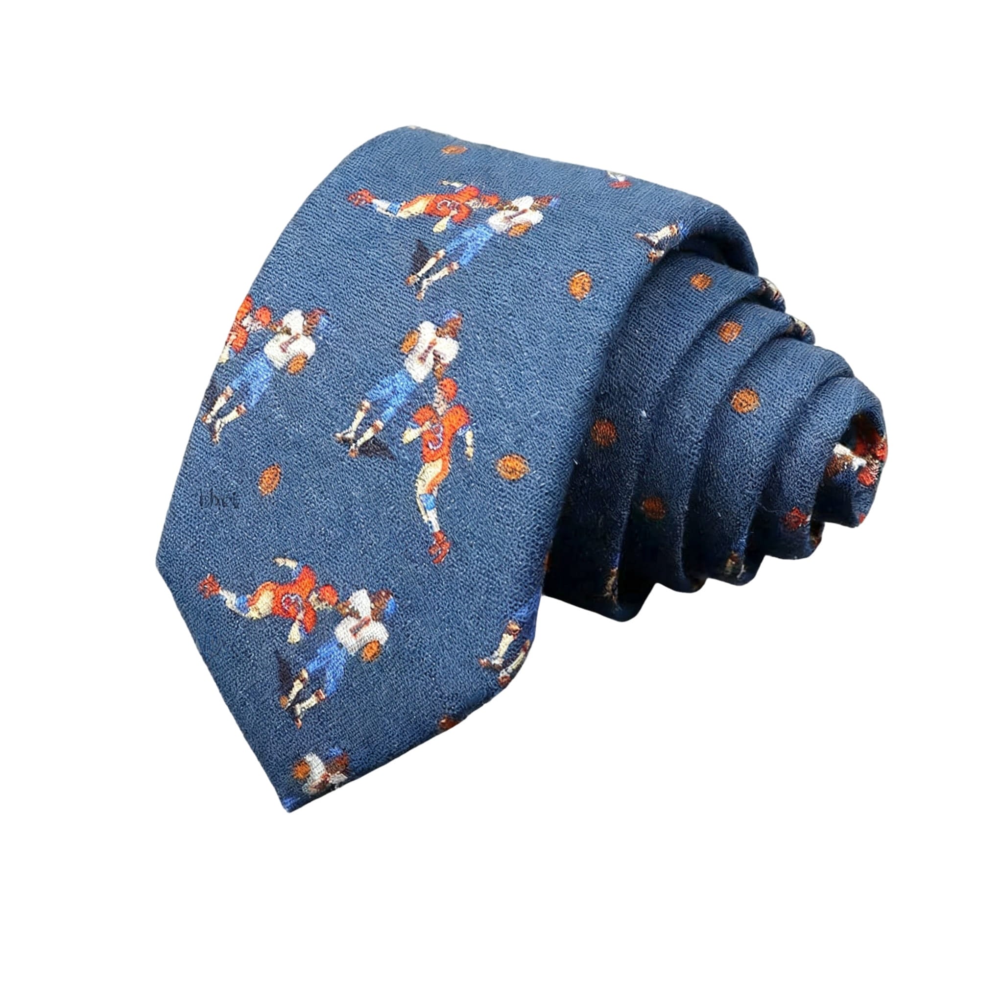 Navy Blue Beige Boat Necktie