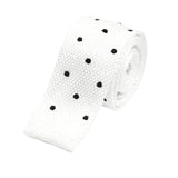 White Black Dotted Knitted Tie
