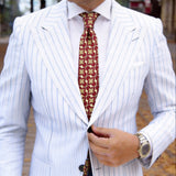 Red Necktie With Yellow Geometric Floral