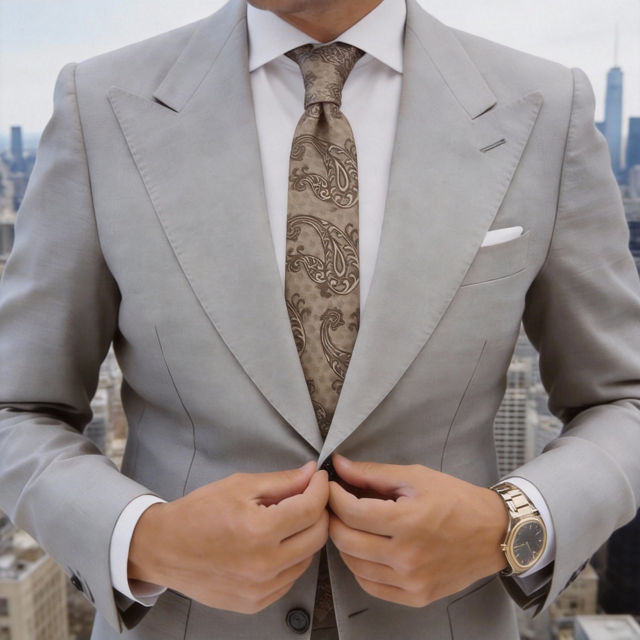 Tan With Brown Paisley Necktie
