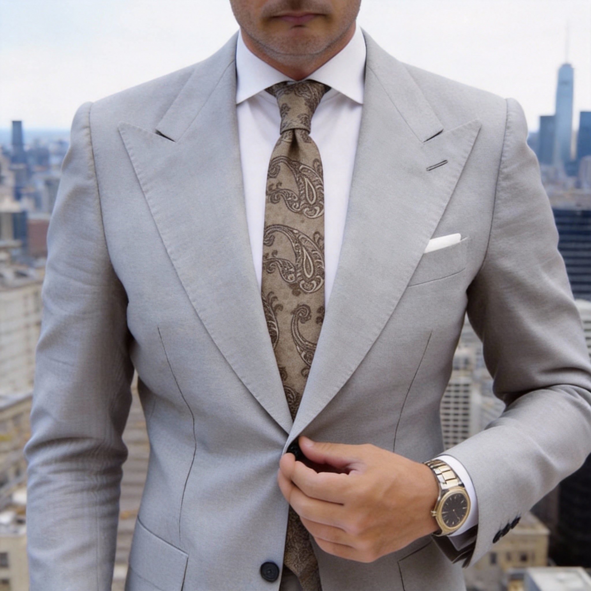 Tan With Brown Paisley Necktie