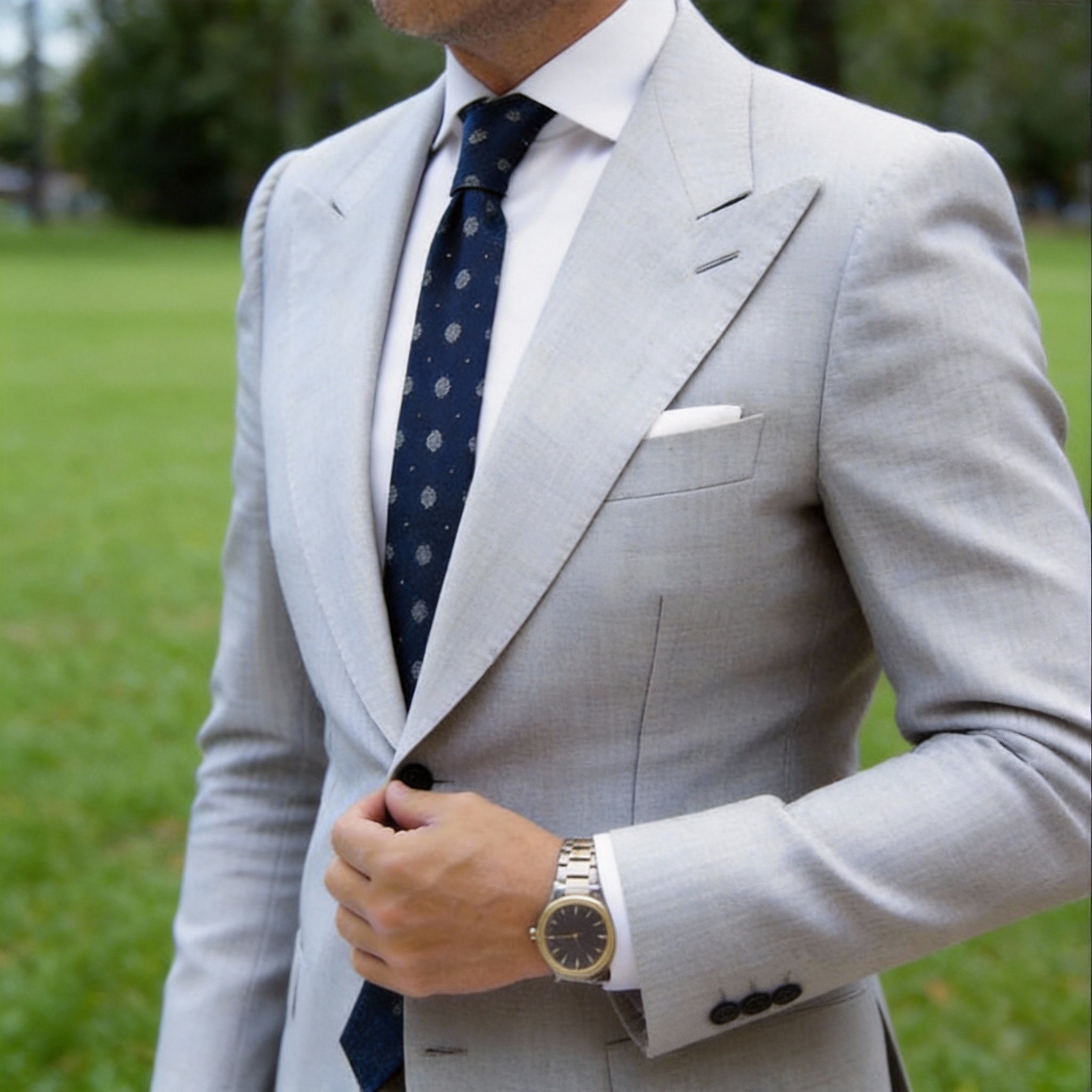Navy Blue With Light Gray Polka Dots Necktie