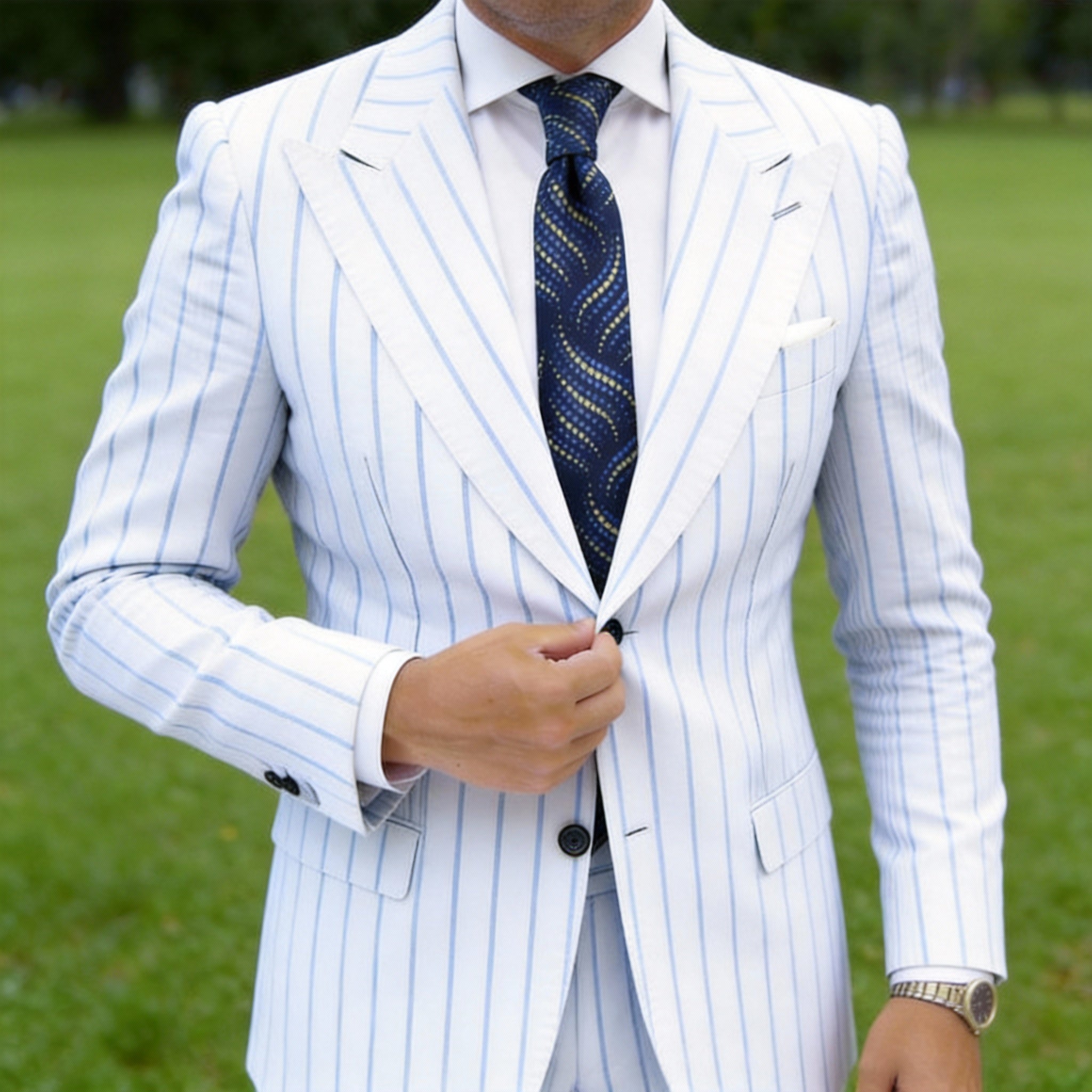Dark Blue Necktie with Yellow Dotted Pattern