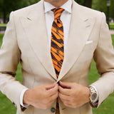 Orange Necktie With Black Abstract Stripes