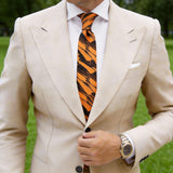 Orange Necktie With Black Abstract Stripes