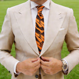 Orange Necktie With Black Abstract Stripes