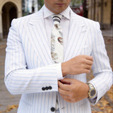 Beige With Brown Feather Necktie