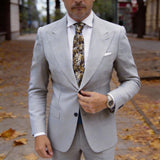 Dark Brown with White Gold Olive Branch Necktie