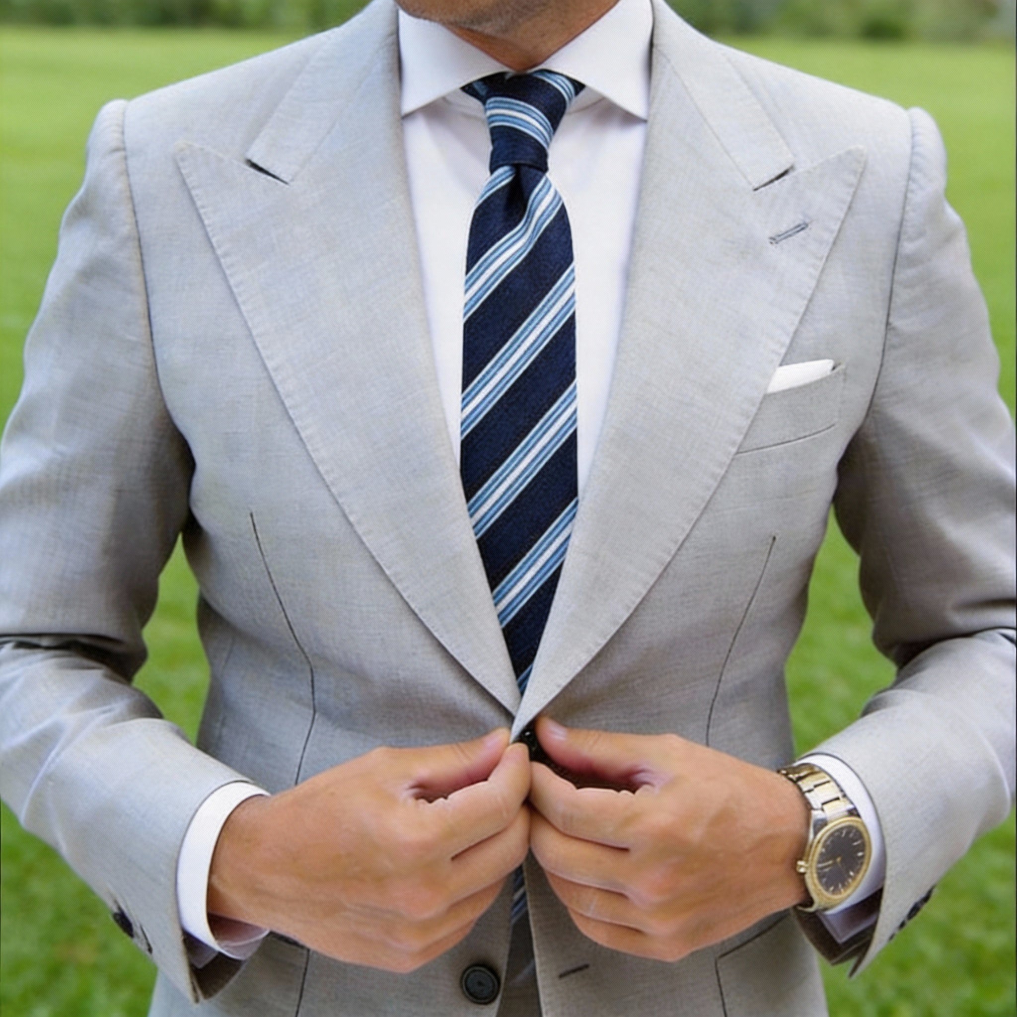 Dark Blue With Light Blue White Stripes Necktie
