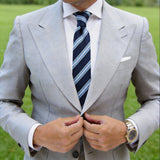 Dark Blue With Light Blue White Stripes Necktie