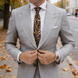 Brown With Gold Rope Chain Necktie