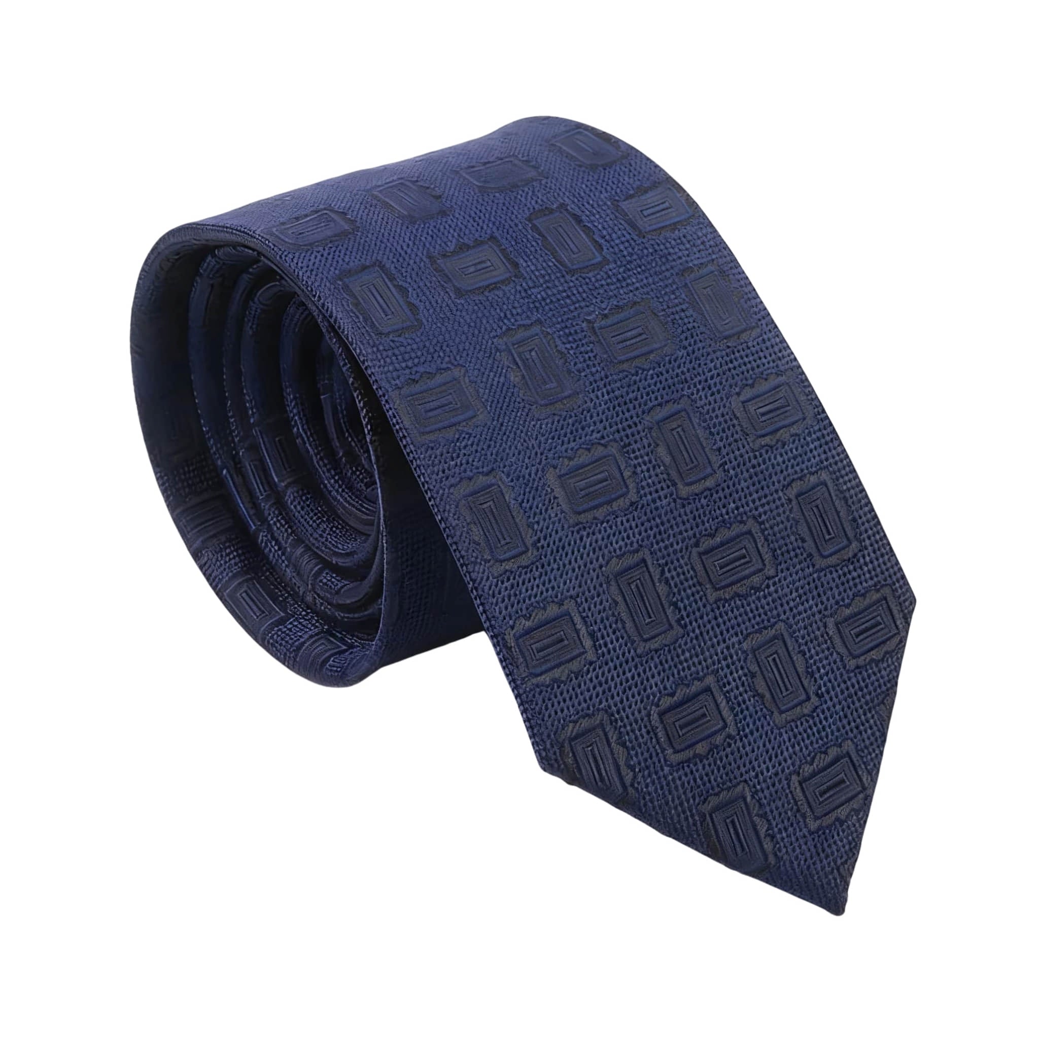 Navy Blue Black Geometric Necktie