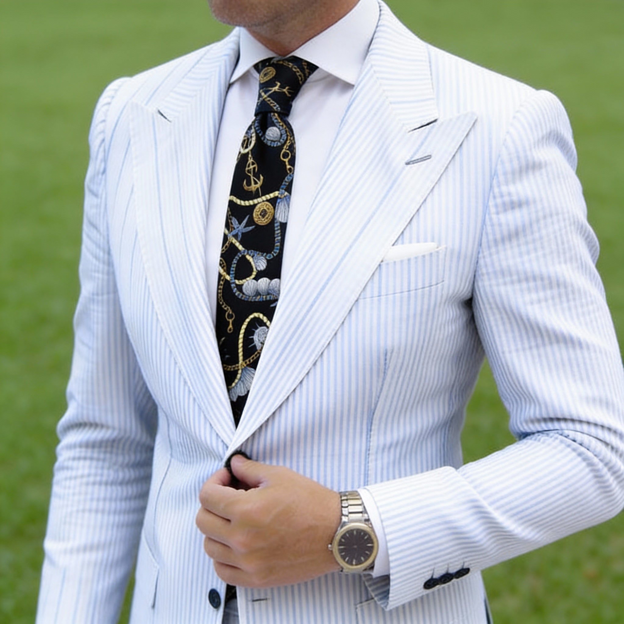 Black With Gold Marine Chain Necktie