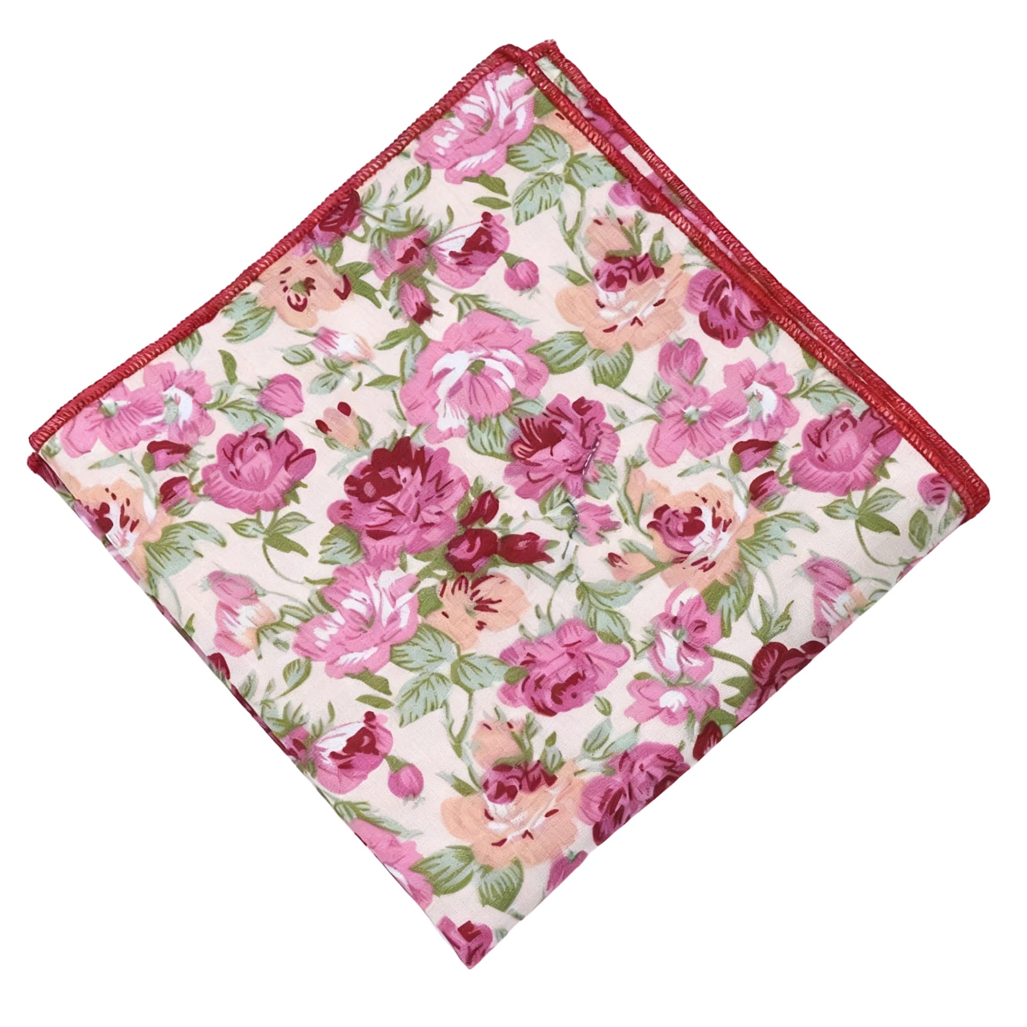 Beige Pink Floral Pocket Square