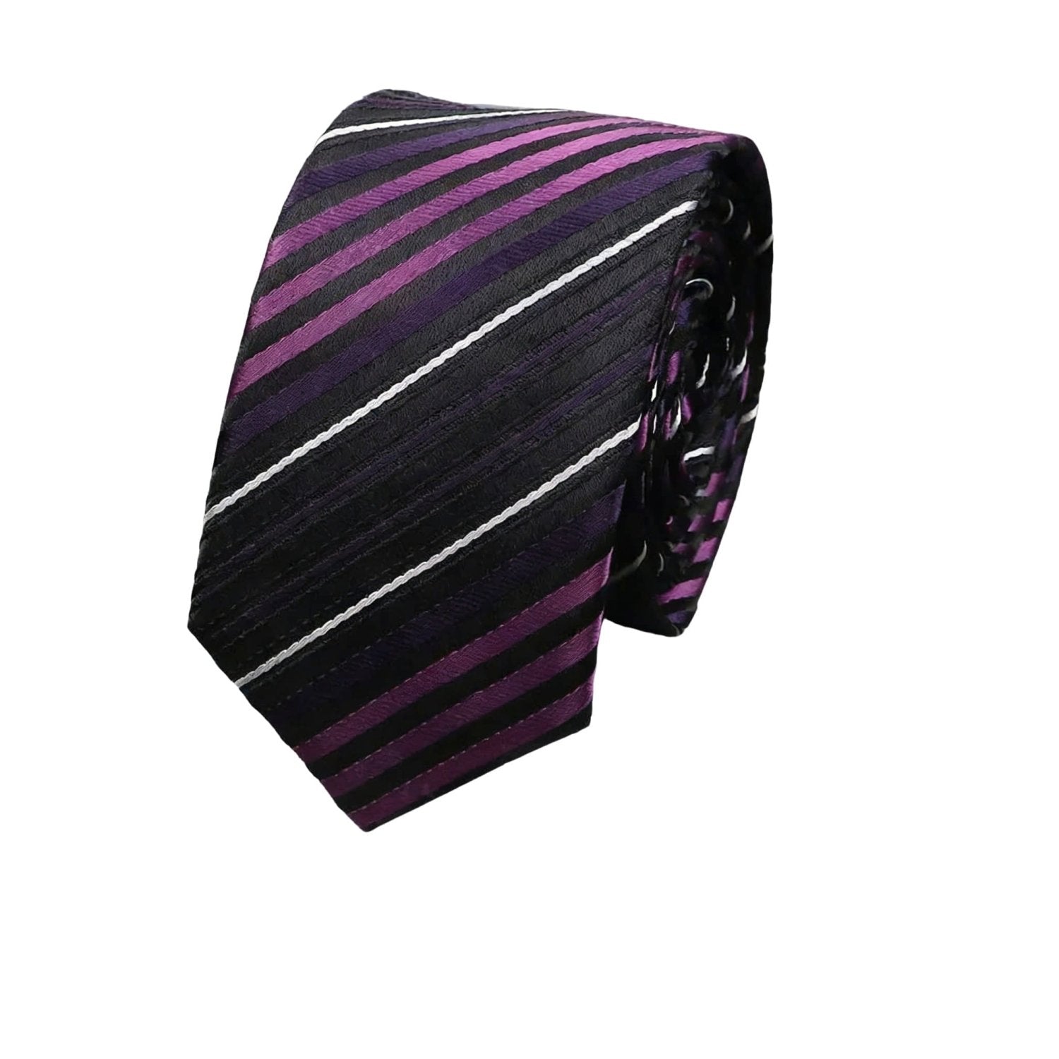 Black With Purple White Striped Necktie