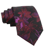 Black Red Floral Necktie