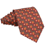 Burgundy Orange Geometric Necktie