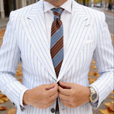 Brown With Gray Stripes Necktie