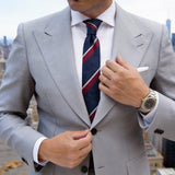 Blue With Red And White Stripe Necktie