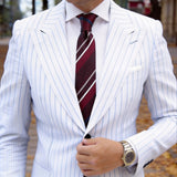 Maroon With White Striped Necktie