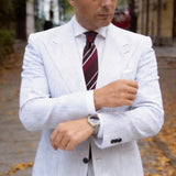 Maroon With White Striped Necktie