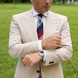 Blue with Red & Gray Striped Necktie