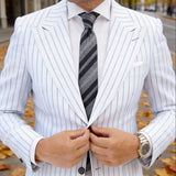 Gray With Black Striped Necktie